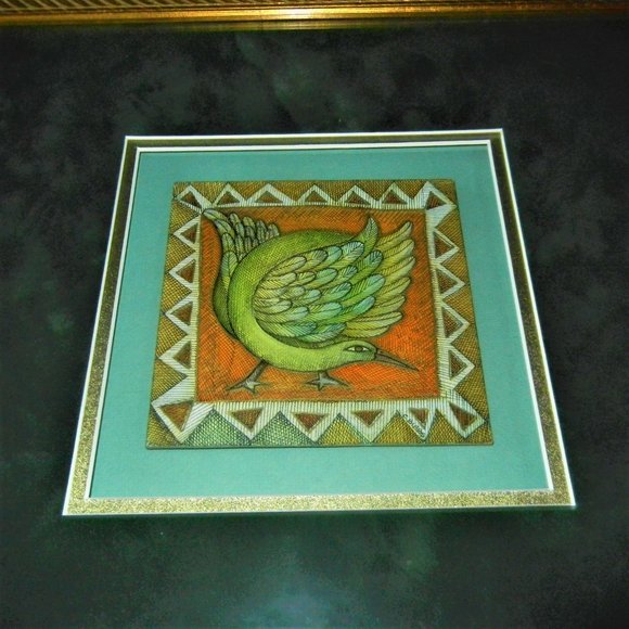 Charles Bibbs 1999 ORIGINAL Artwork "BIRD MOTIF" Framed with COA - Picture 3 of 6